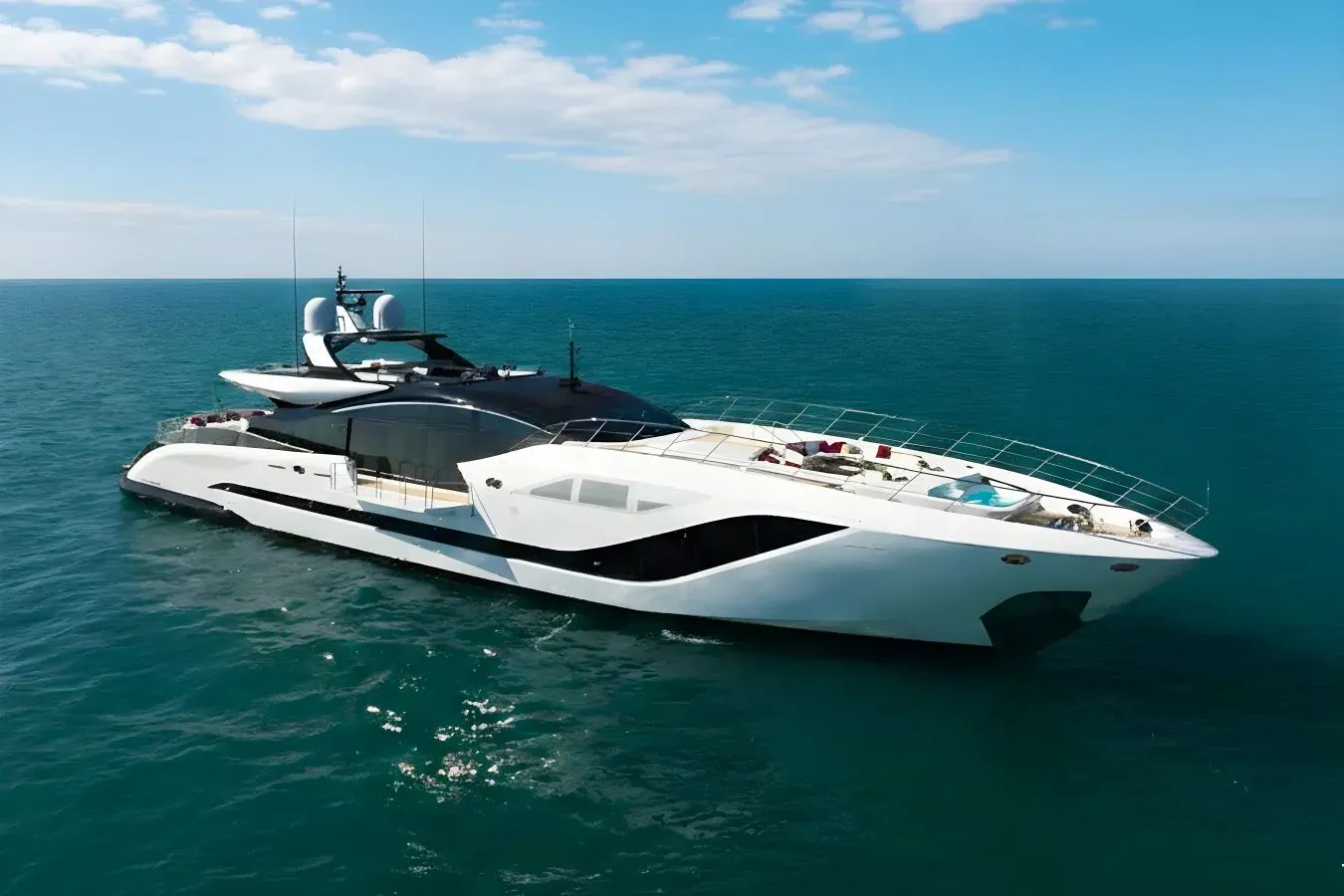 Rebellious yacht, a 163 ft Mangusta Yachts luxury superyacht underway, 49.95 meters, built in 2022.