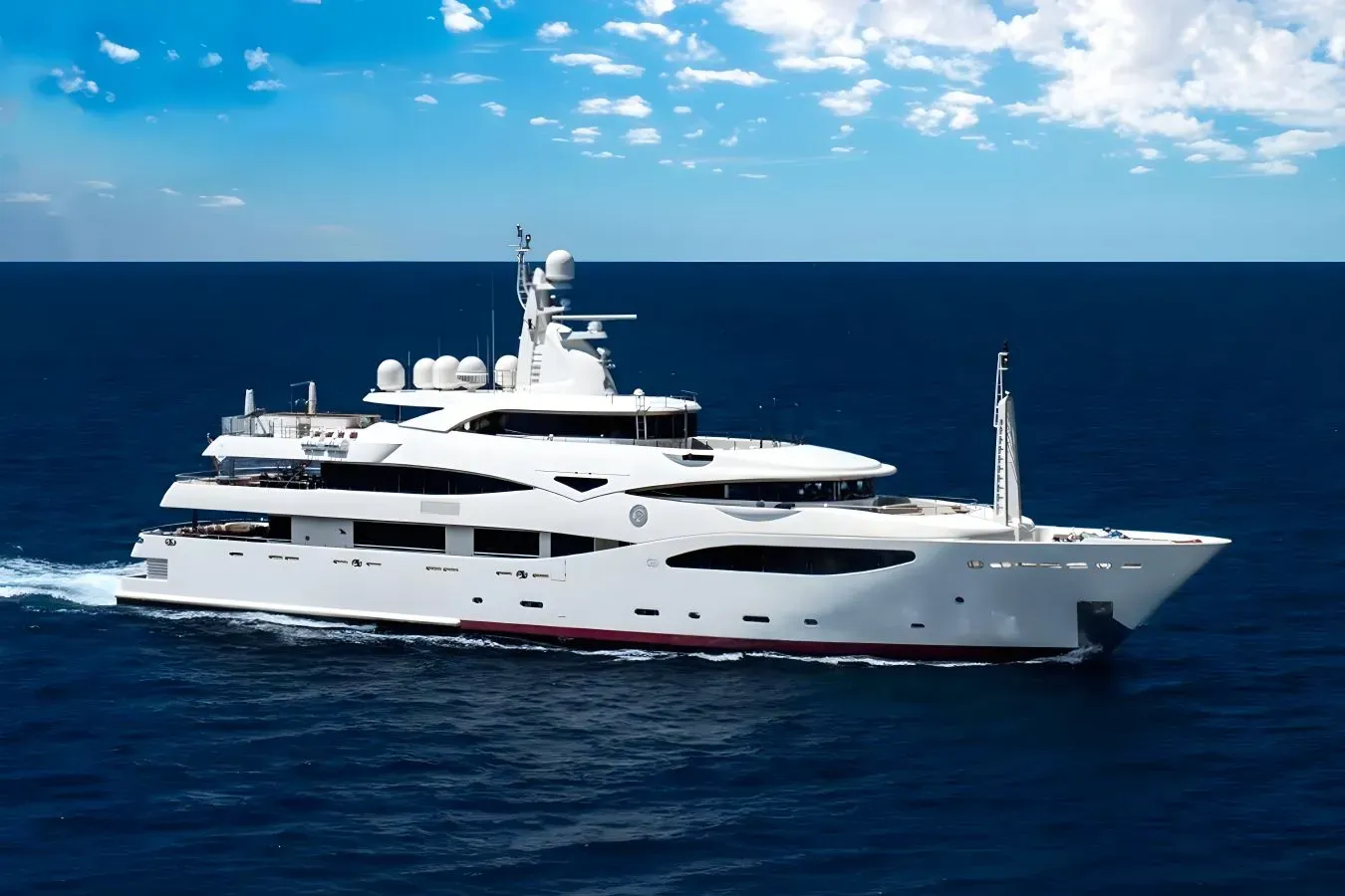 Richar yacht, a 186 ft CRN luxury superyacht underway, 56.7 meters, built in 2008.