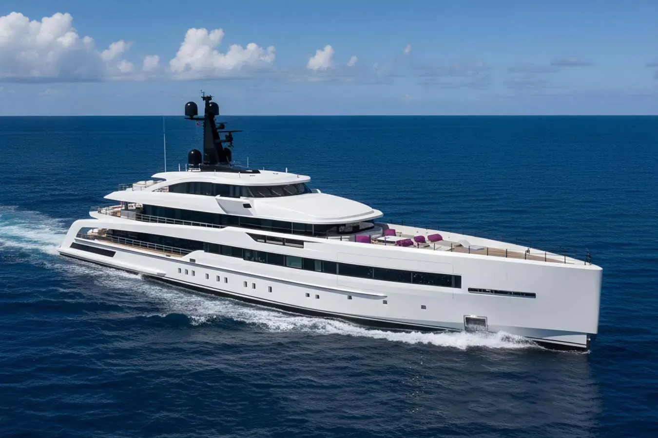 RIO yacht, a 203 ft CRN luxury superyacht underway, 62 meters, built in 2022.