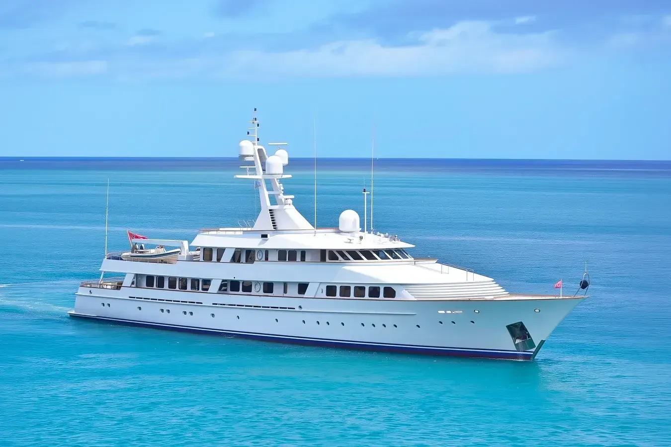 Rio Rita yacht, a 183 ft Feadship luxury superyacht underway, 56 meters, built in 1984, 2004.