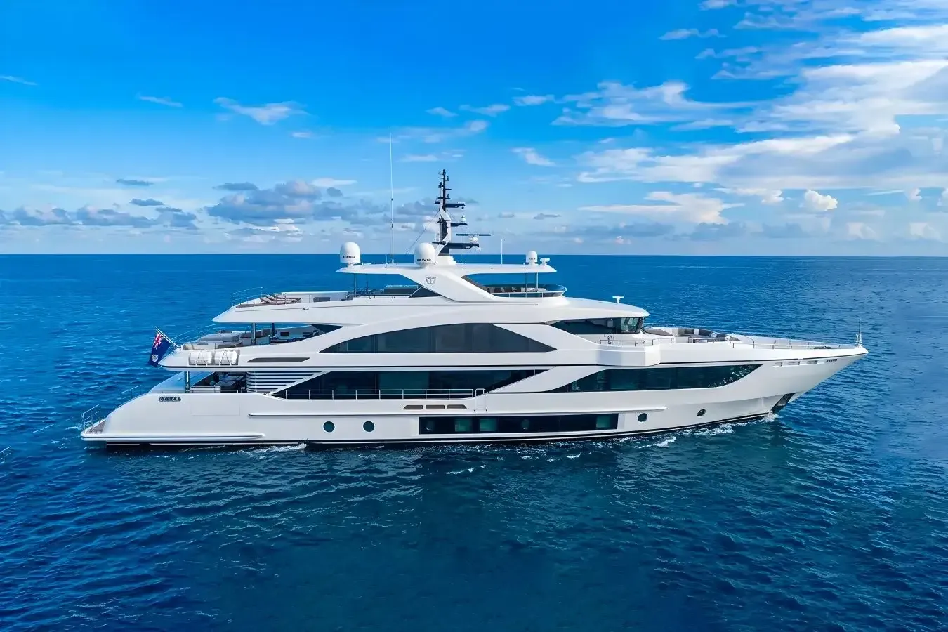 Rising Dawn yacht, a 141 ft Gulf Craft luxury superyacht underway, 43.1 meters, built in 2021.