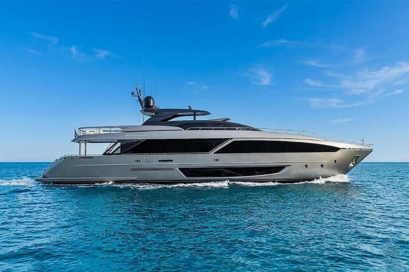 Riva Royale yacht, a 110 ft Riva luxury superyacht underway, 33.53 meters, built in 2023.