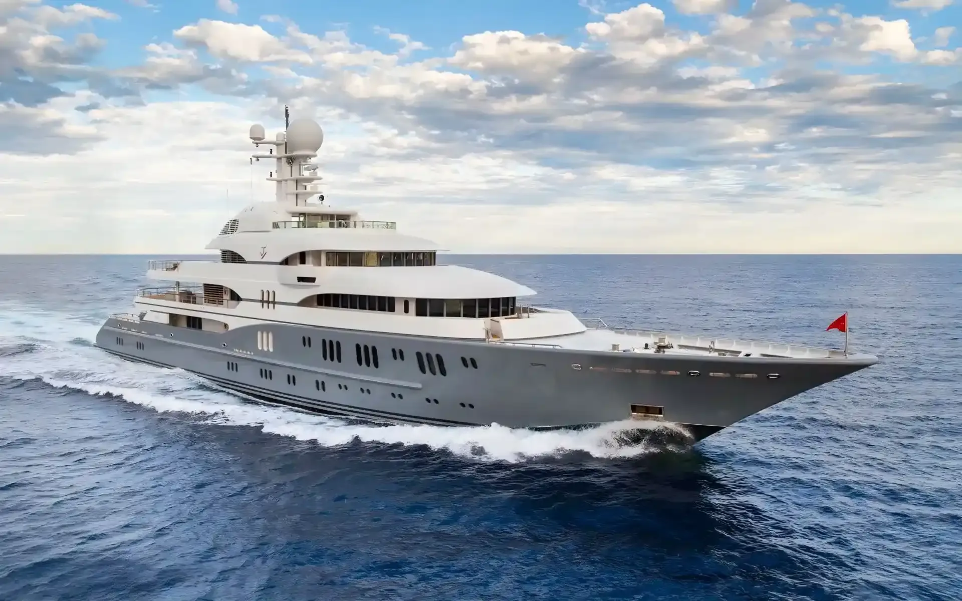 Rocinante yacht, a 257 ft Lürssen luxury superyacht underway, 78.4 meters, built in 2008, 2024.