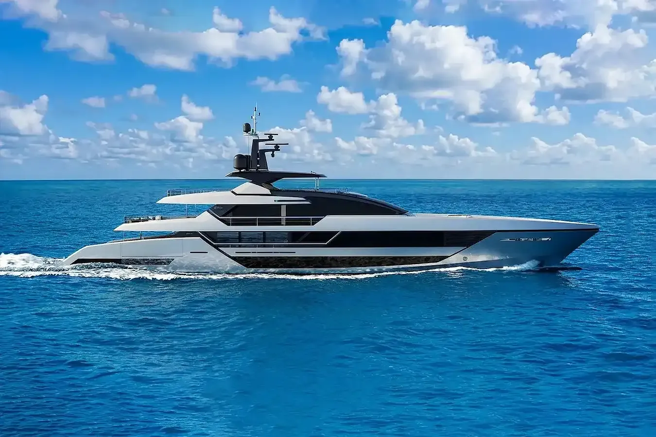 Sairu yacht, a 179 ft Riva luxury superyacht underway, 54.84 meters, built in 2025.