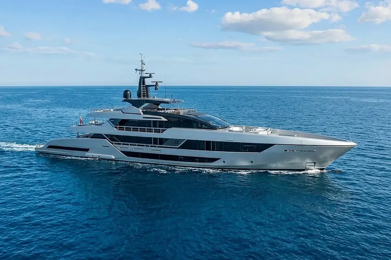 Sairu yacht, a 179 ft Riva luxury superyacht underway, 54.83 meters, built in 2025.