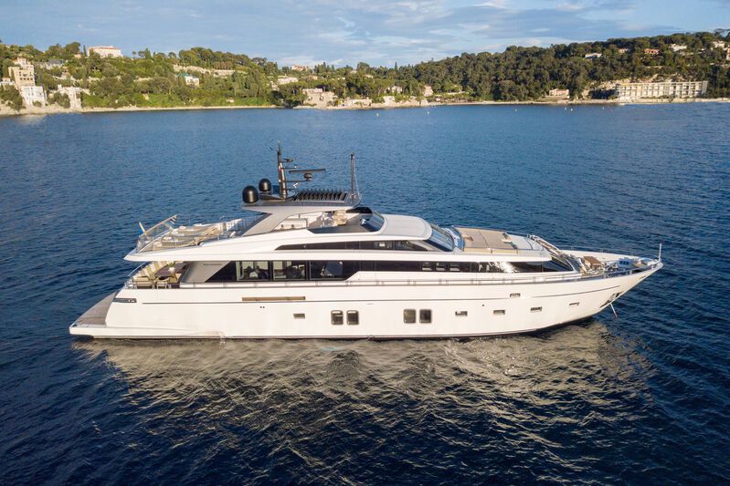 Salt X yacht, a 105 ft Sanlorenzo luxury superyacht underway, 32.2 meters, built in 2019.