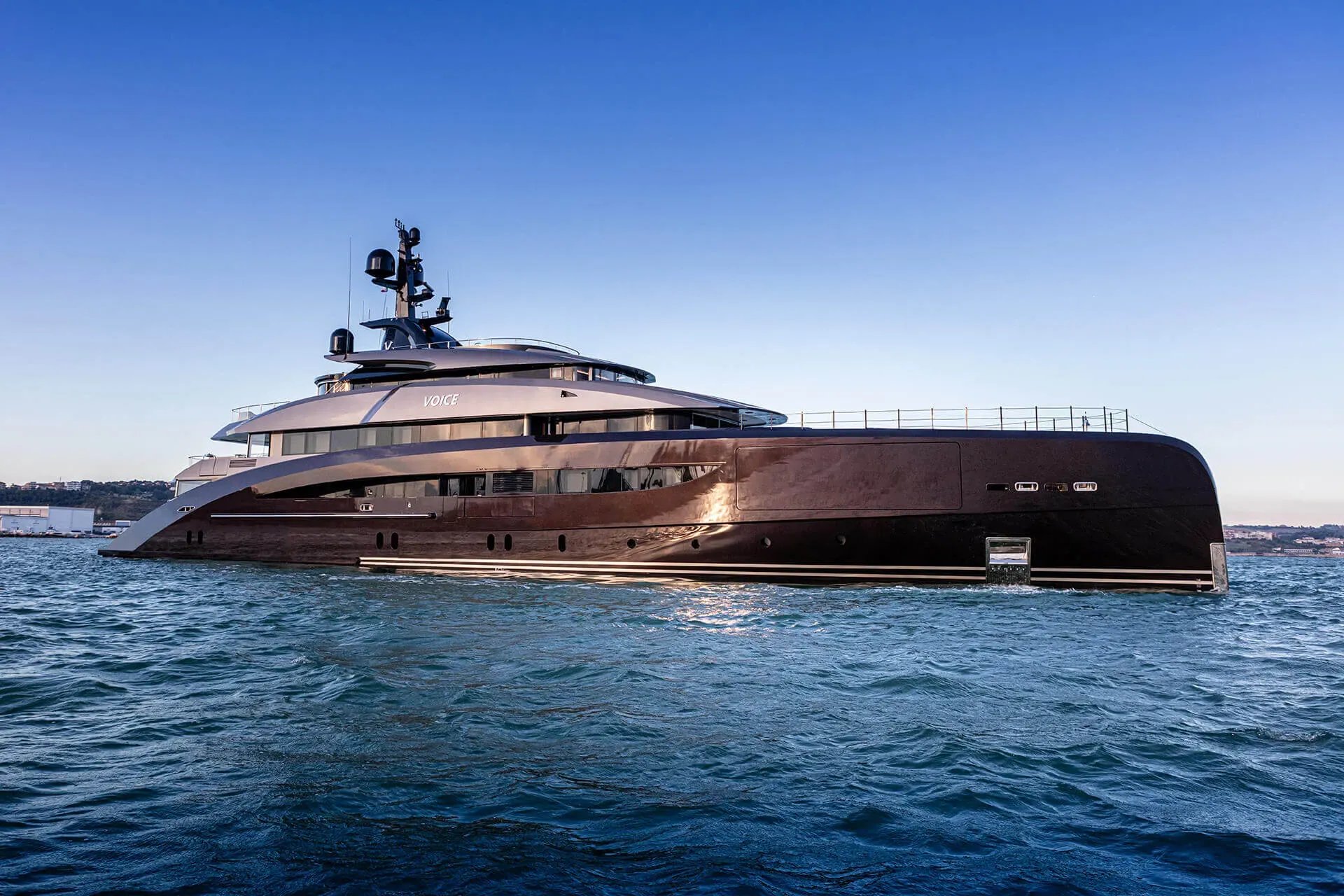 Salt yacht, a 203 ft CRN luxury superyacht underway, 62 meters, built in 2020.