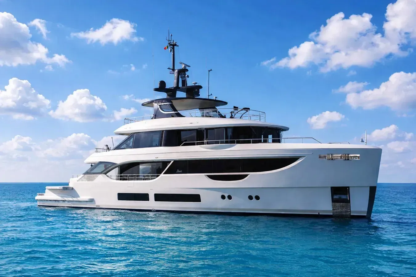 Samaya yacht, a 112 ft Benetti Yachts luxury superyacht underway, 34.36 meters, built in 2023.