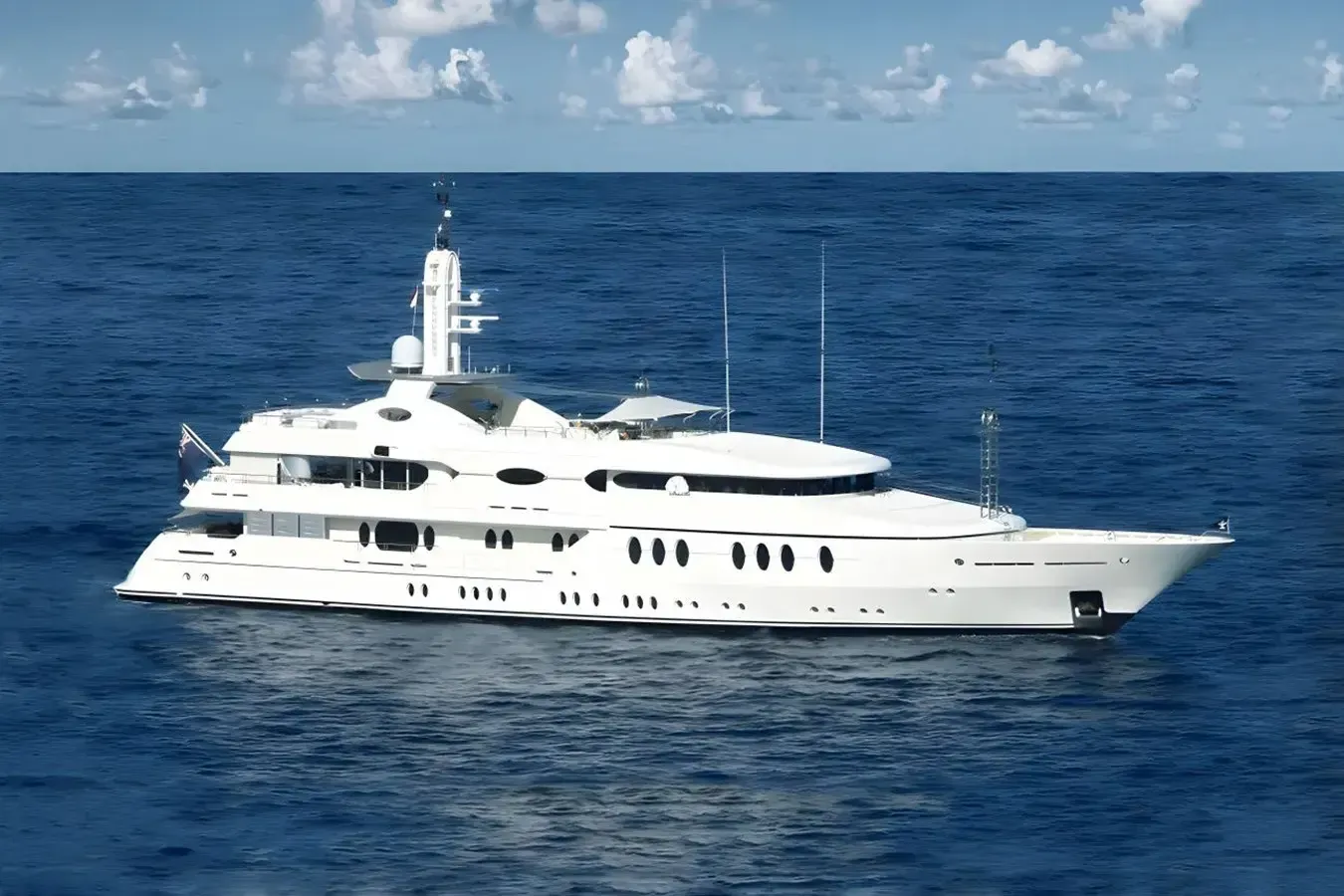 Samira yacht, a 180 ft Amels luxury superyacht underway, 54.99 meters, built in 2003.