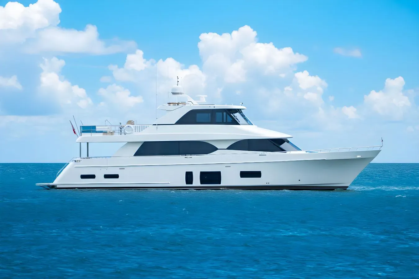 Sanibella yacht, a 88 ft Ocean Alexander luxury superyacht underway, 26.82 meters, built in 2019.