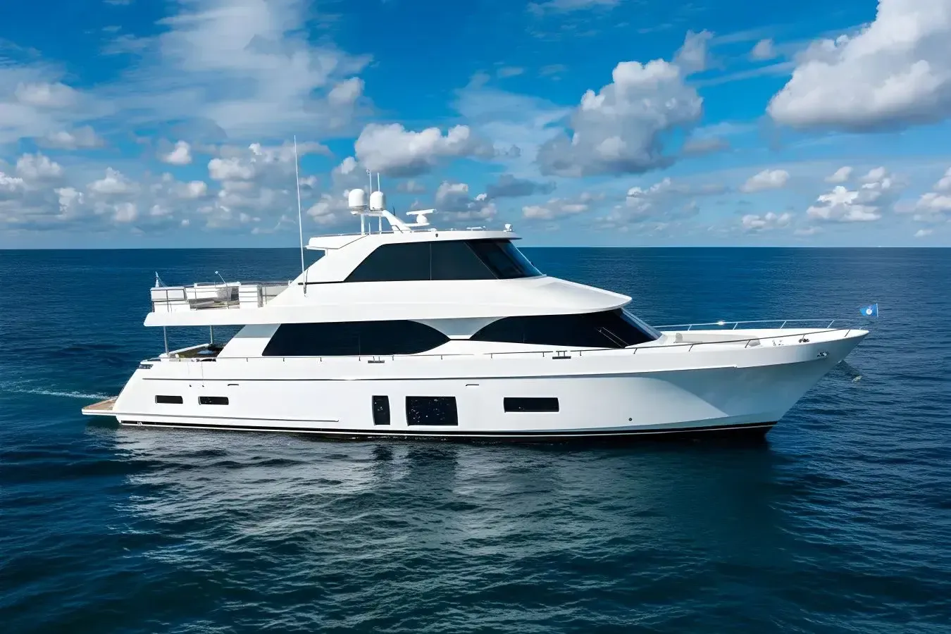 Sanibella yacht, a 88 ft Ocean Alexander luxury superyacht underway, 26.82 meters, built in 2019, 2024.