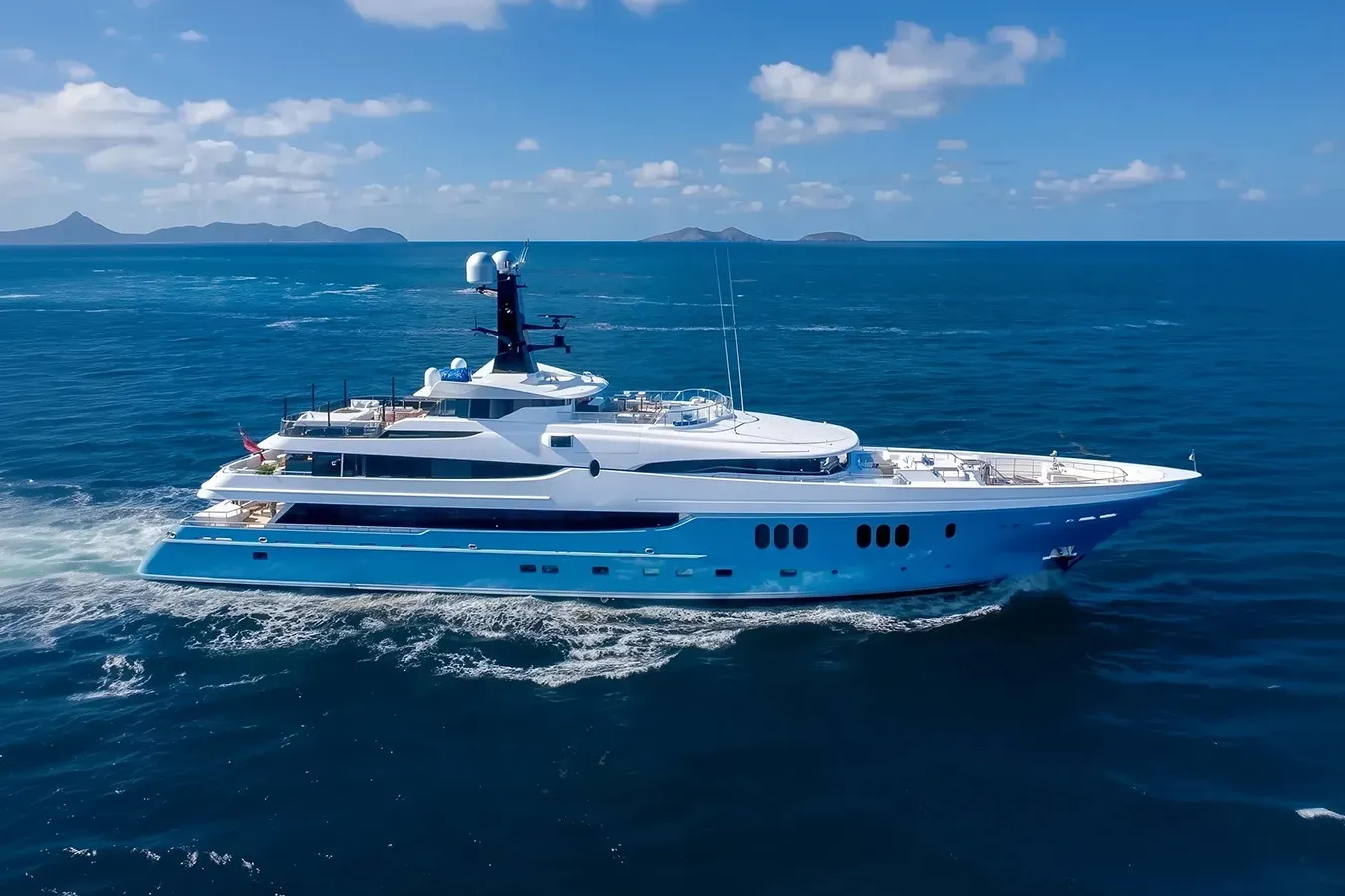 Scott Free yacht, a 196 ft Abeking - A&R luxury superyacht underway, 60 meters, built in 2009, 2022.