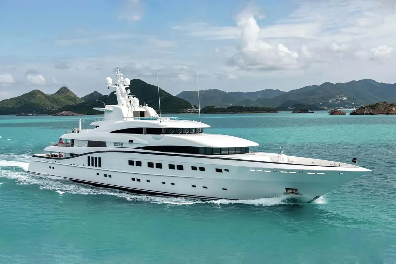 Sea Pearl yacht, a 270 ft Abeking - A&R luxury superyacht underway, 82.48 meters, built in 2013, 2018.