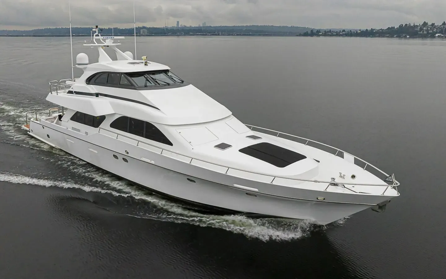 Sea Spur yacht, a 82 ft LeClercq luxury superyacht underway, 24.99 meters, built in 2005.