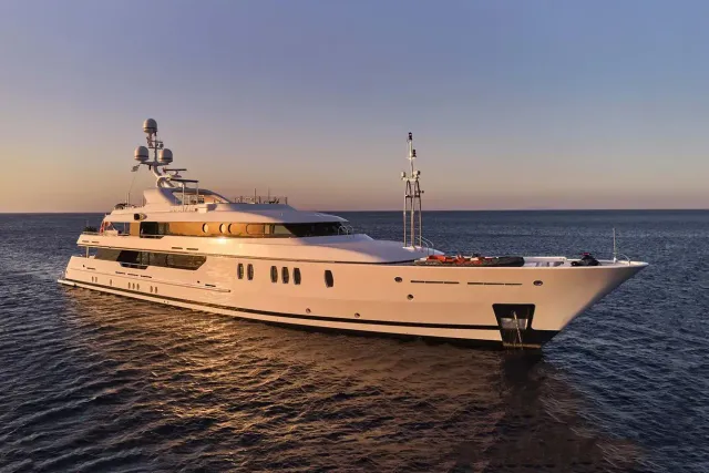 Seahorse yacht, a 170 ft Amels luxury superyacht underway, 52 meters, built in 1999, 2019.