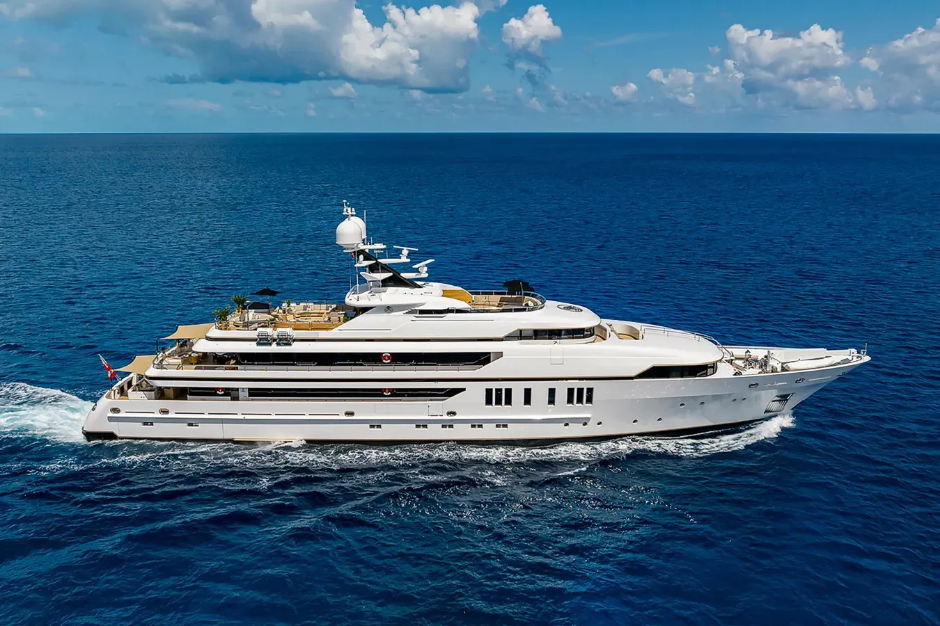 Sealion yacht, a 203 ft VSY luxury superyacht underway, 62 meters, built in 2009, 2023.