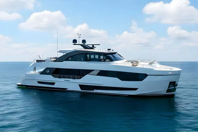 Seasuite yacht, a 90 ft Ocean Alexander luxury superyacht underway, 27.48 meters, built in 2019.