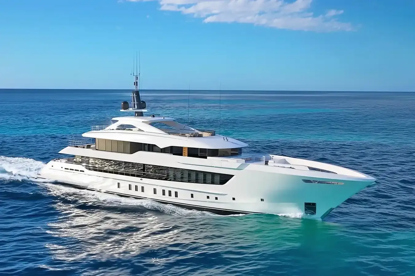 Serena yacht, a 180 ft Heesen luxury superyacht underway, 55 meters, built in 2025.