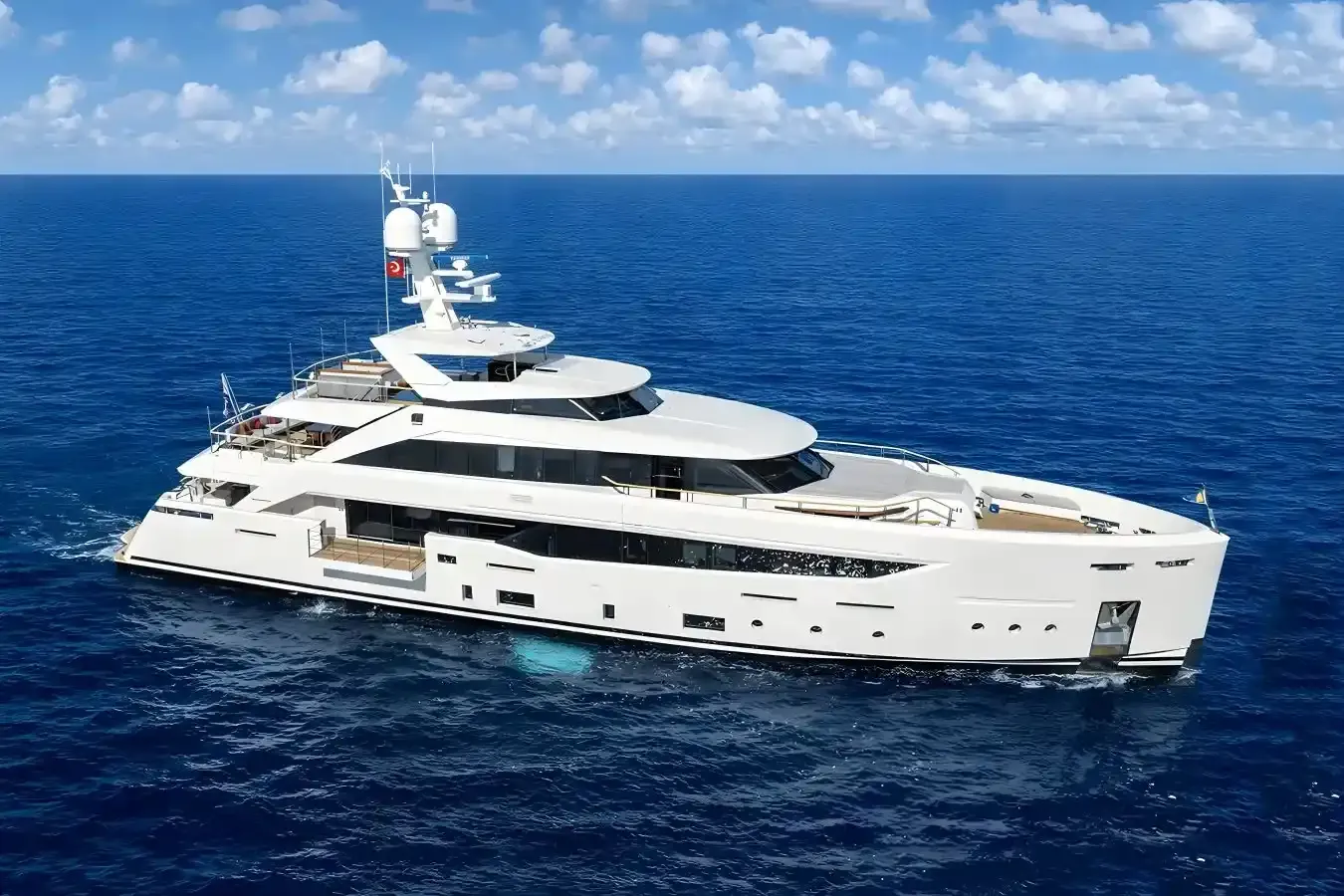 Serenity yacht, a 138 ft Mondomarine luxury superyacht underway, 42.33 meters, built in 2015.