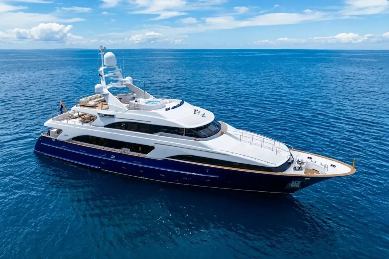Sereno yacht, a 114 ft Benetti luxury superyacht underway, 35 meters, built in 2002, 2024.