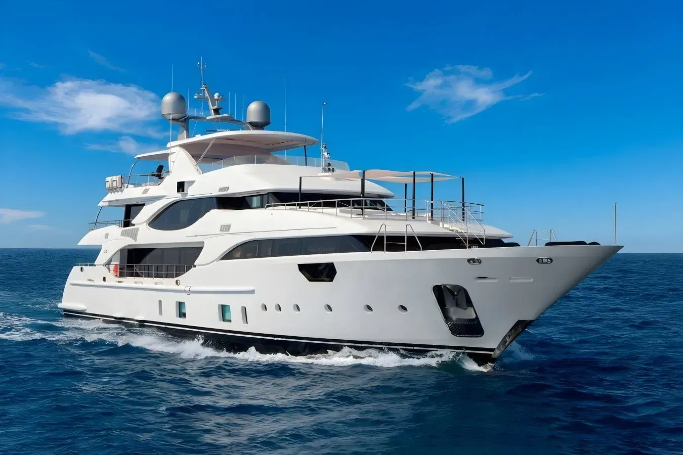 Sevanna yacht, a 137 ft Benetti luxury superyacht underway, 41.94 meters, built in 2018.