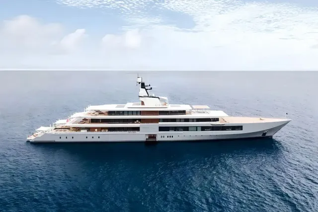 Seven Seas yacht, a 357 ft Oceanco luxury superyacht underway, 109 meters, built in 2022.
