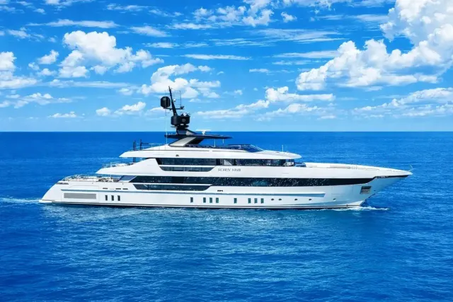 Seven Sins yacht, a 170 ft Sanlorenzo luxury superyacht underway, 52 meters, built in 2017, 2024.