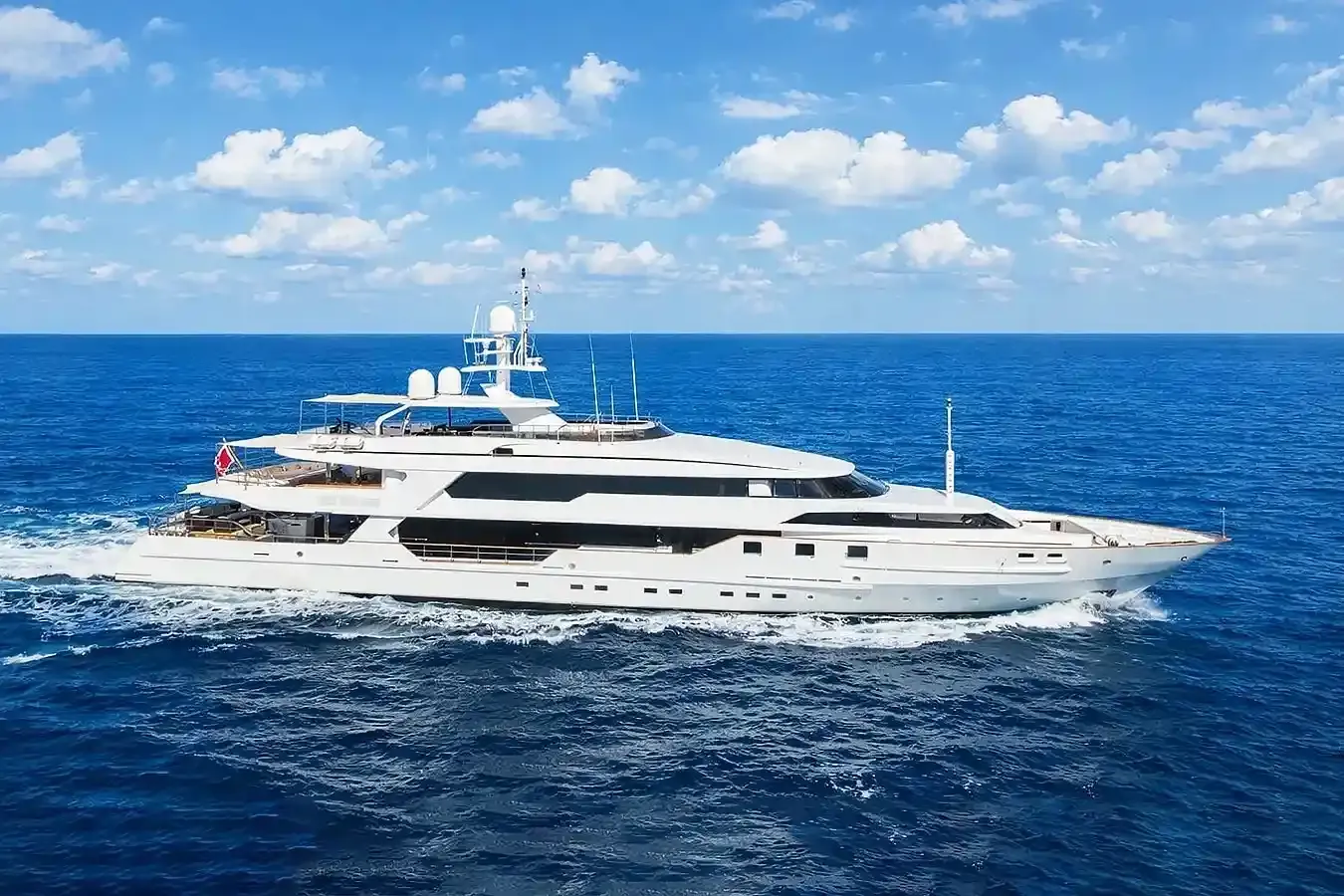 Shalawaty yacht, a 184 ft Oceanco luxury superyacht underway, 56.2 meters, built in 1993, 2016.
