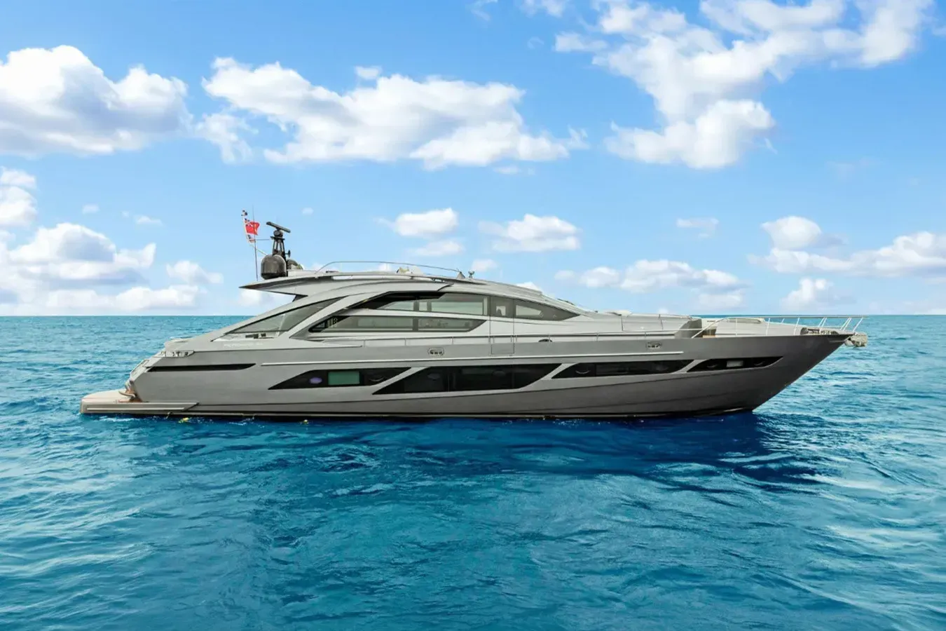 Shine yacht, a 92 ft Pershing luxury superyacht underway, 28.09 meters, built in 2022.