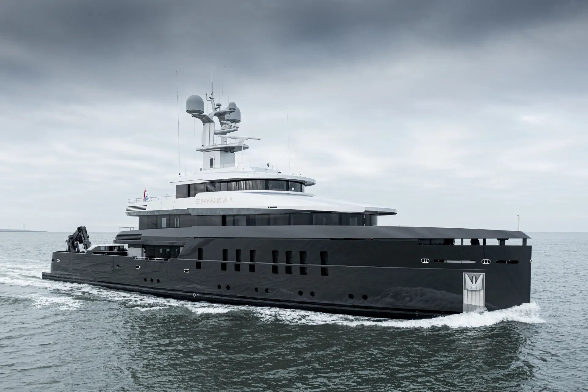 Shinkai yacht, a 180 ft Feadship luxury superyacht underway, 54.9 meters, built in 2021.