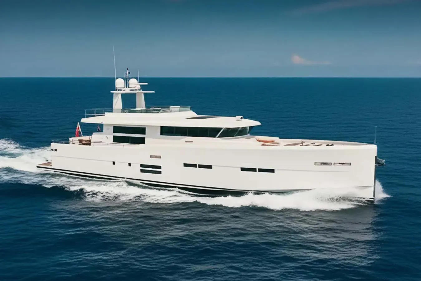 Shockwave yacht, a 84 ft Delta Powerboats luxury superyacht underway, 25.7 meters, built in 2020, 2022.