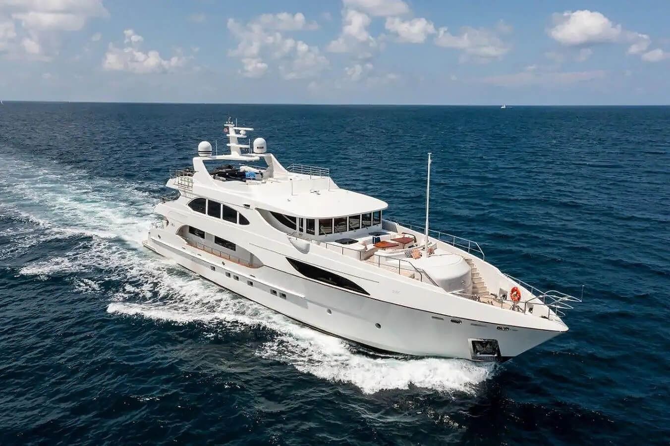 Silent World yacht, a 127 ft IAG luxury superyacht underway, 38.71 meters, built in 2014, 2026.