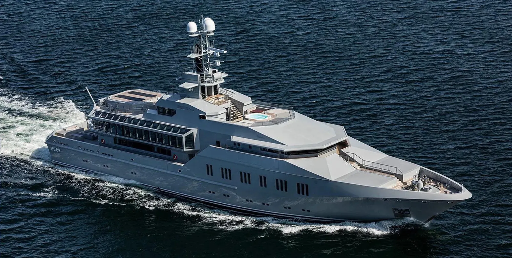 Skat yacht, a 231 ft Lürssen luxury superyacht underway, 70.7 meters, built in 2002, 2025.