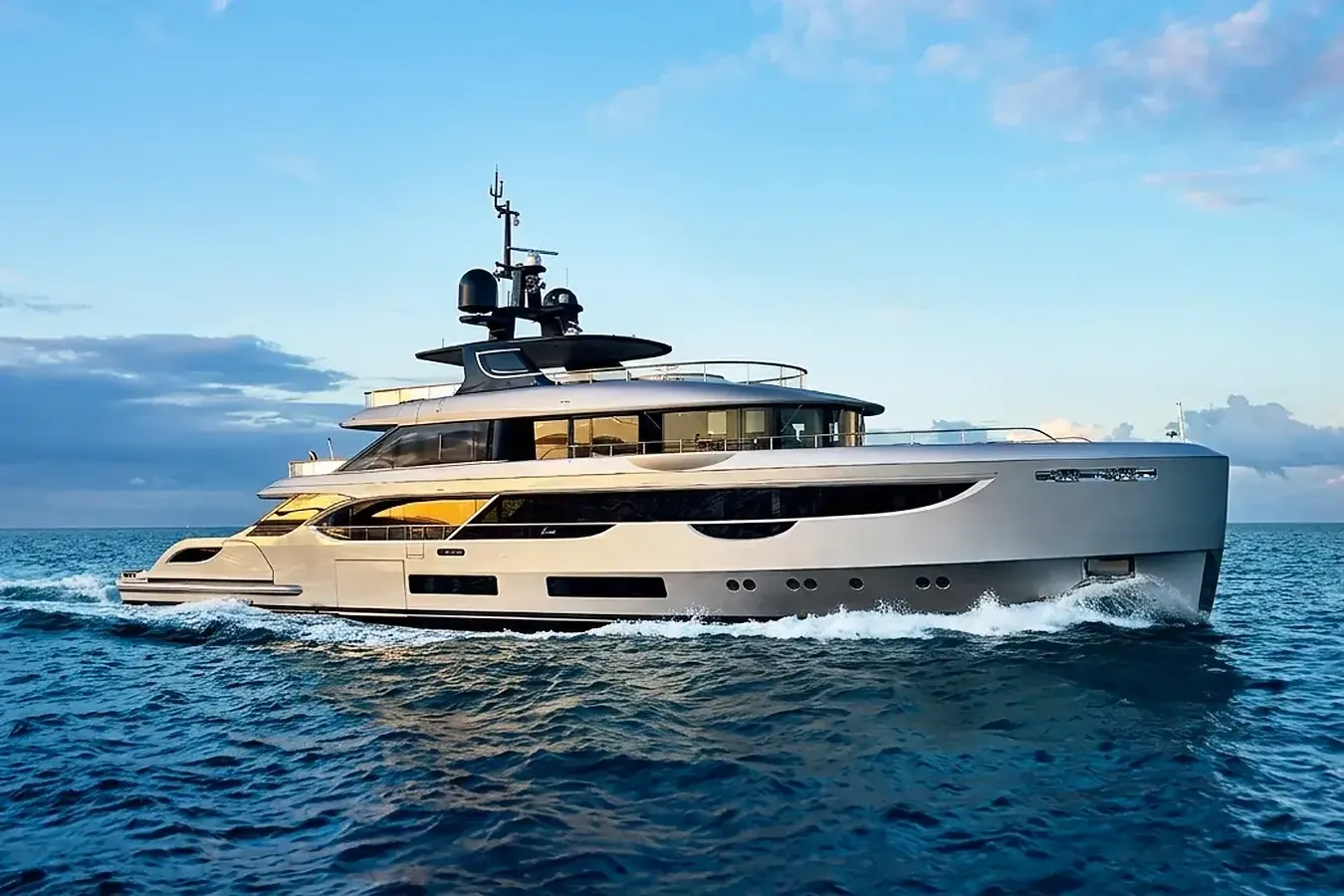 Solar I yacht, a 133 ft Benetti Yachts luxury superyacht underway, 40.8 meters, built in 2023.