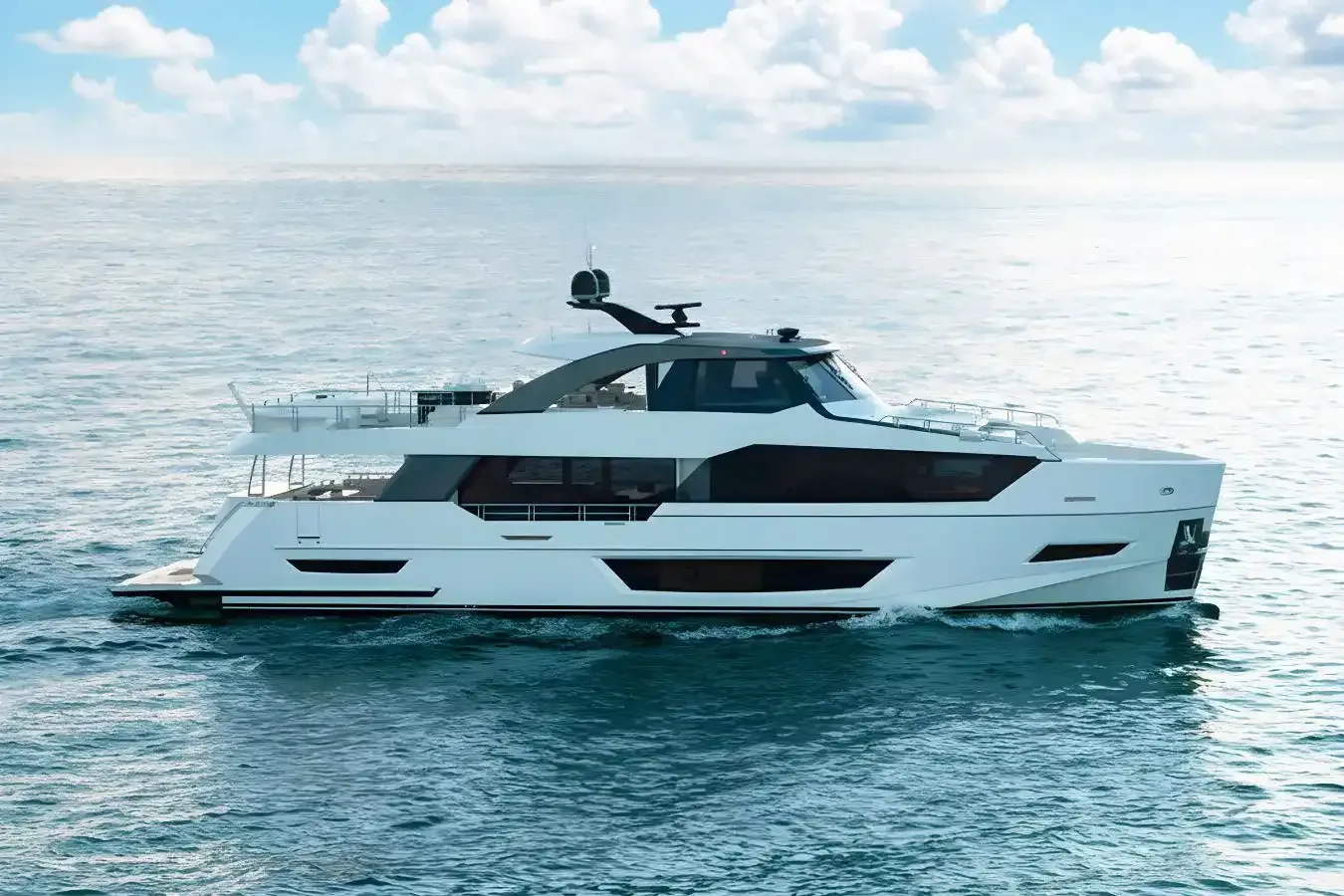 South C'S yacht, a 88 ft Ocean Alexander luxury superyacht underway, 26.84 meters, built in 2022.