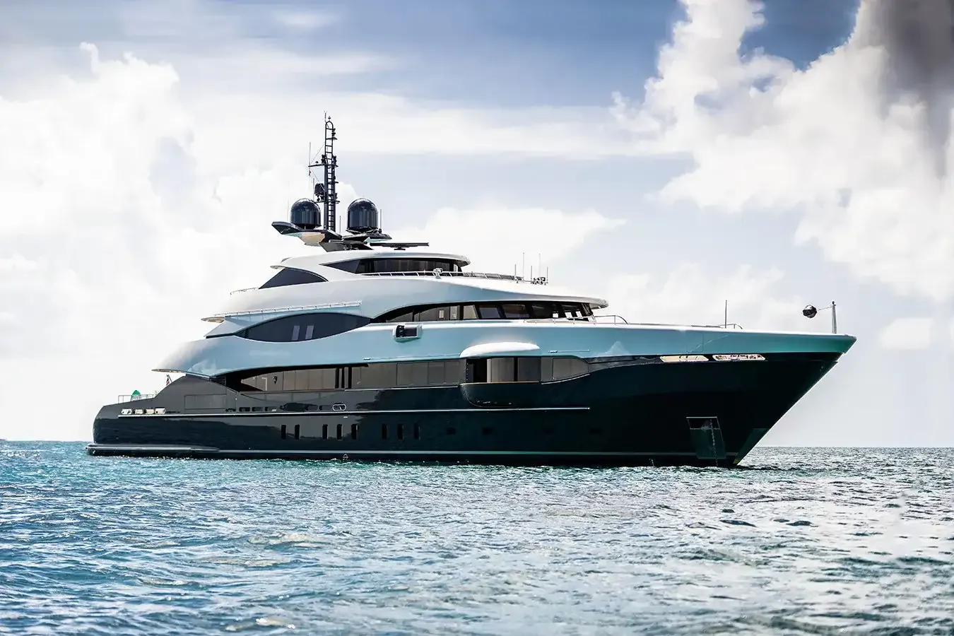 South yacht, a 180 ft Heesen luxury superyacht underway, 55 meters, built in 2012.