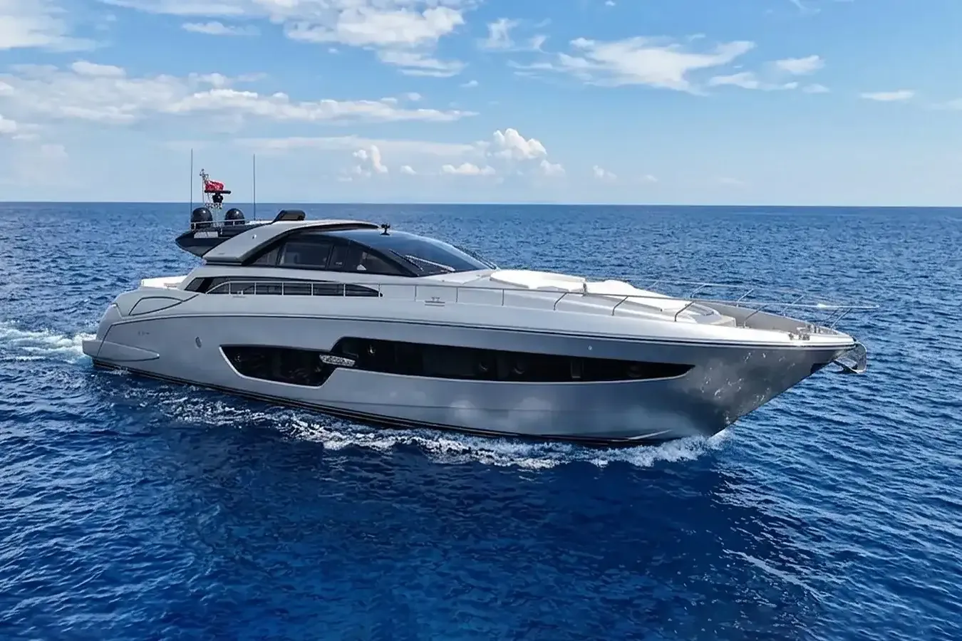 Speedy Bear yacht, a 88 ft Riva luxury superyacht underway, 26.84 meters, built in 2018.