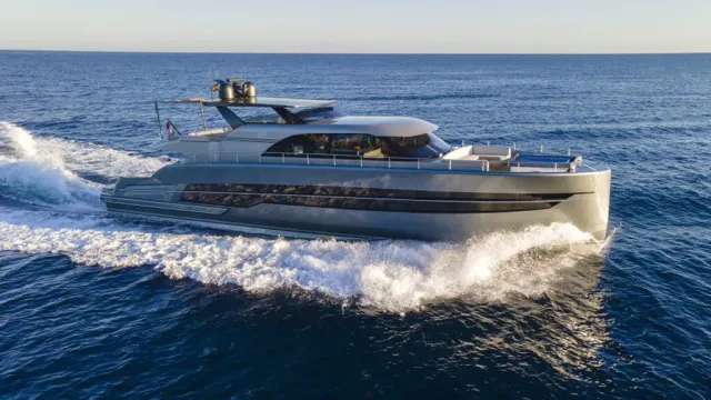 St. Barth 75 yacht, a 78 ft St. Barth Yachting luxury superyacht underway, 23.85 meters, built in 2021.