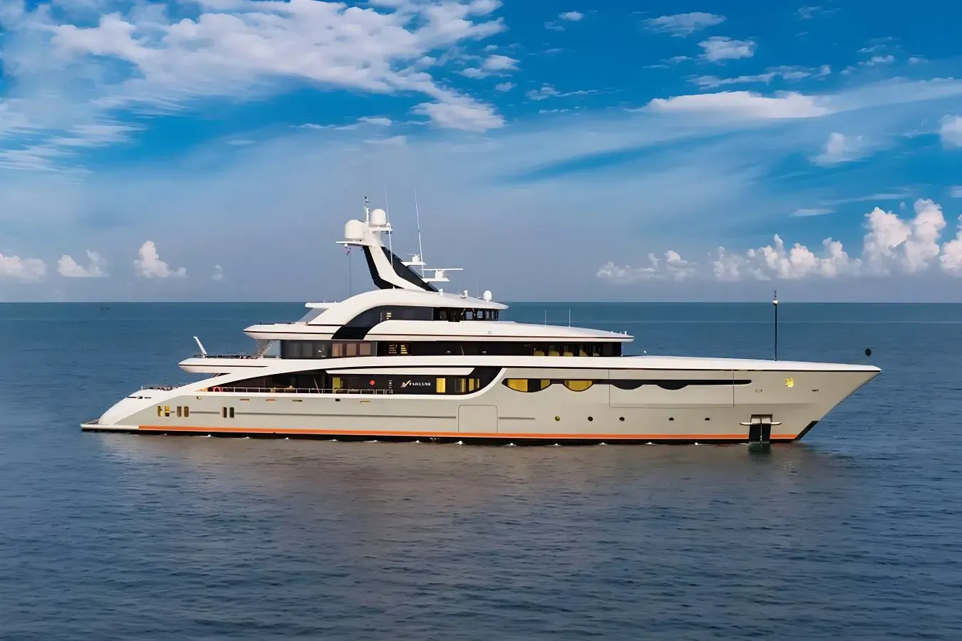 Starlust yacht, a 223 ft Abeking - A&R luxury superyacht underway, 68.2 meters, built in 2020.