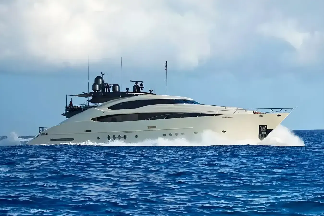 Stealth yacht, a 149 ft Palmer Johnson luxury superyacht underway, 45.7 meters, built in 2010, 2022.