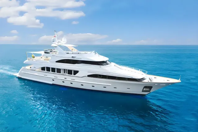 Stella Fiera yacht, a 119 ft Benetti luxury superyacht underway, 36.54 meters, built in 1998, 2021.