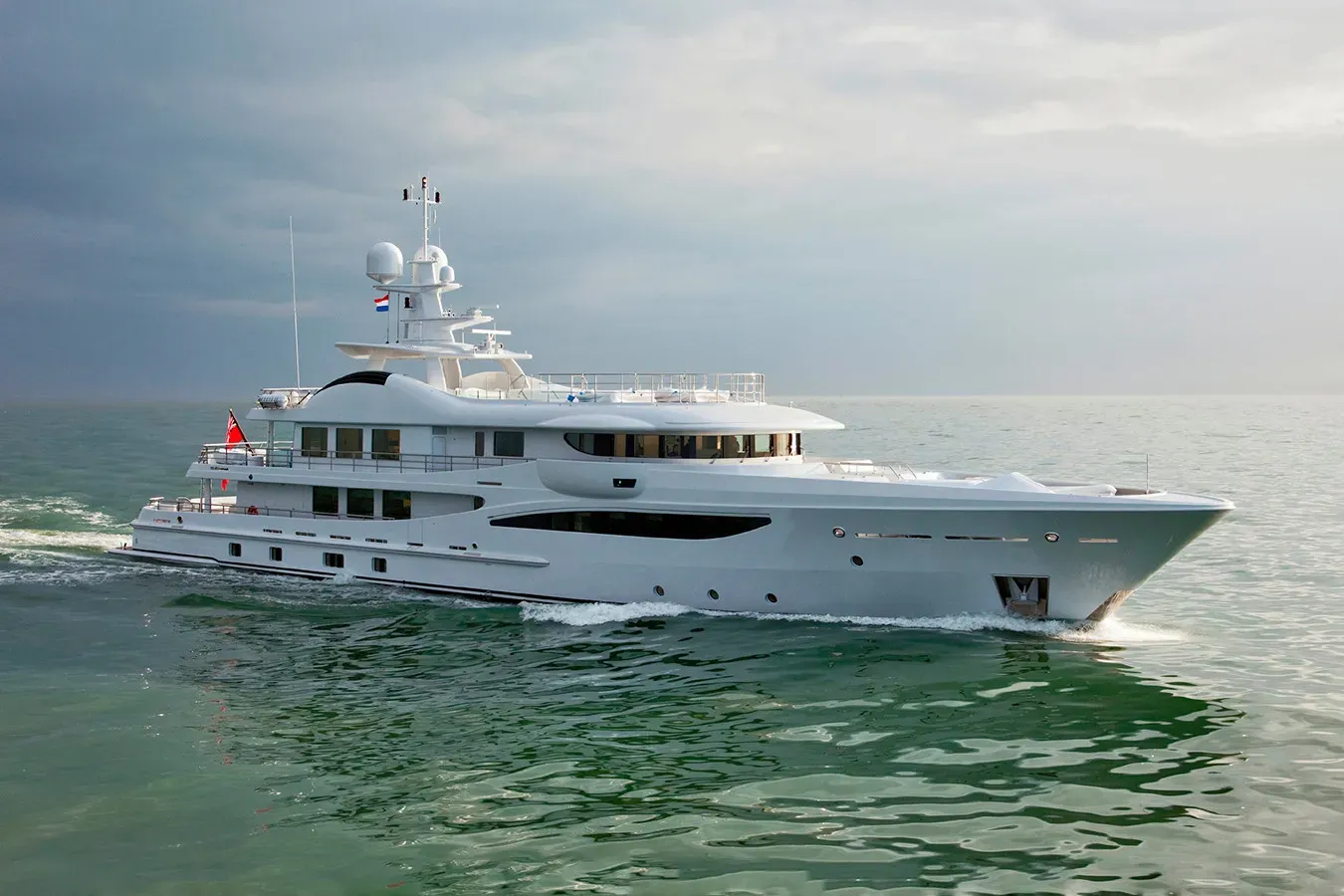 Step One yacht, a 180 ft Amels luxury superyacht underway, 55 meters, built in 2012, 2015.