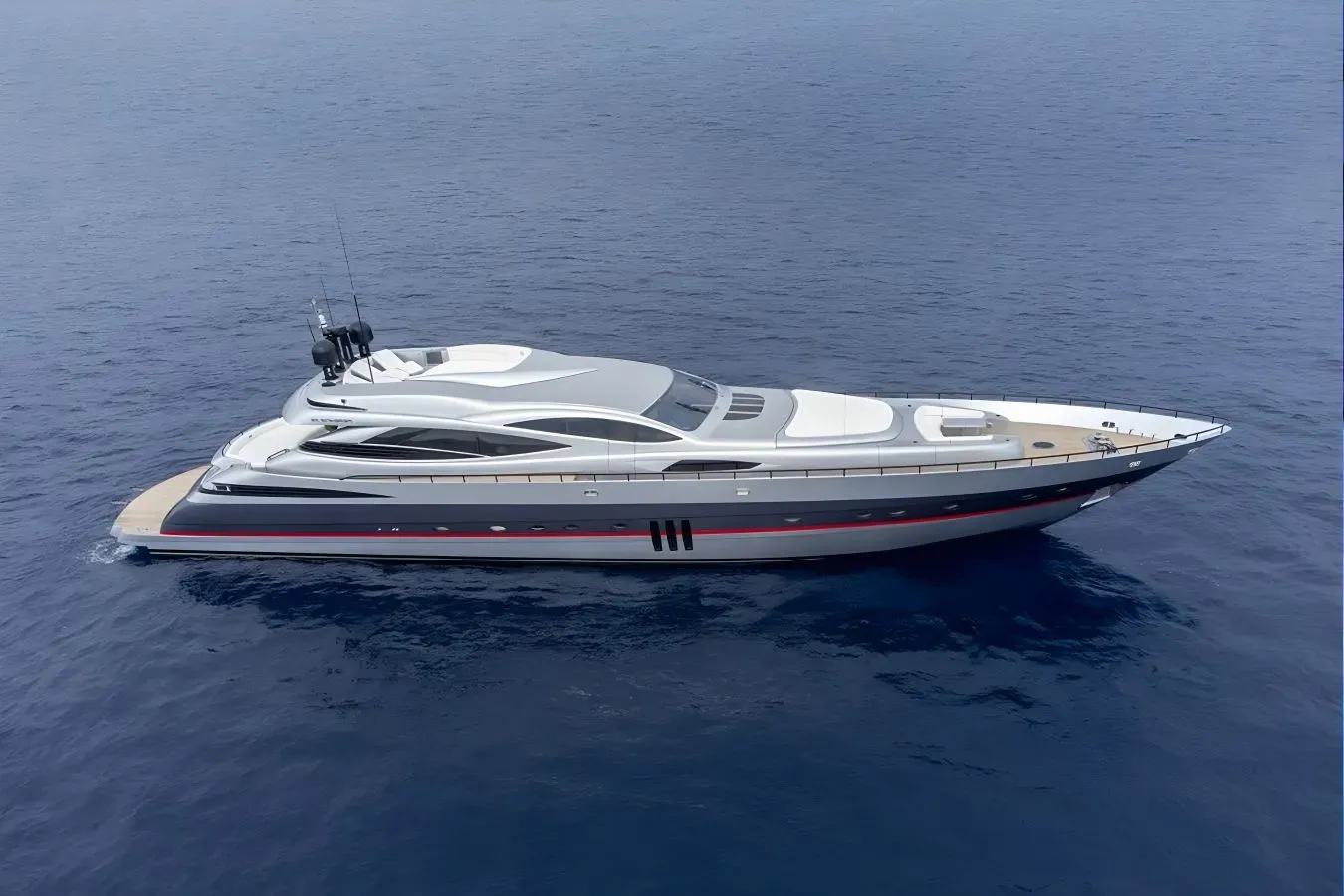 Strofades yacht, a 116 ft Pershing luxury superyacht underway, 35.37 meters, built in 2004, 2023.