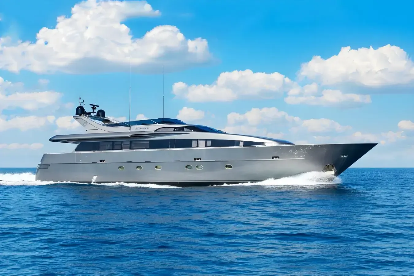 Summer Fun yacht, a 101 ft Admiral luxury superyacht underway, 30.85 meters, built in 2001, 2025.