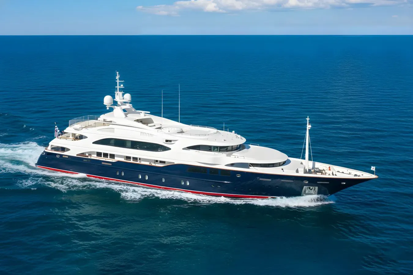 Sunday yacht, a 192 ft Benetti Yachts luxury superyacht underway, 58.6 meters, built in 2006, 2010.