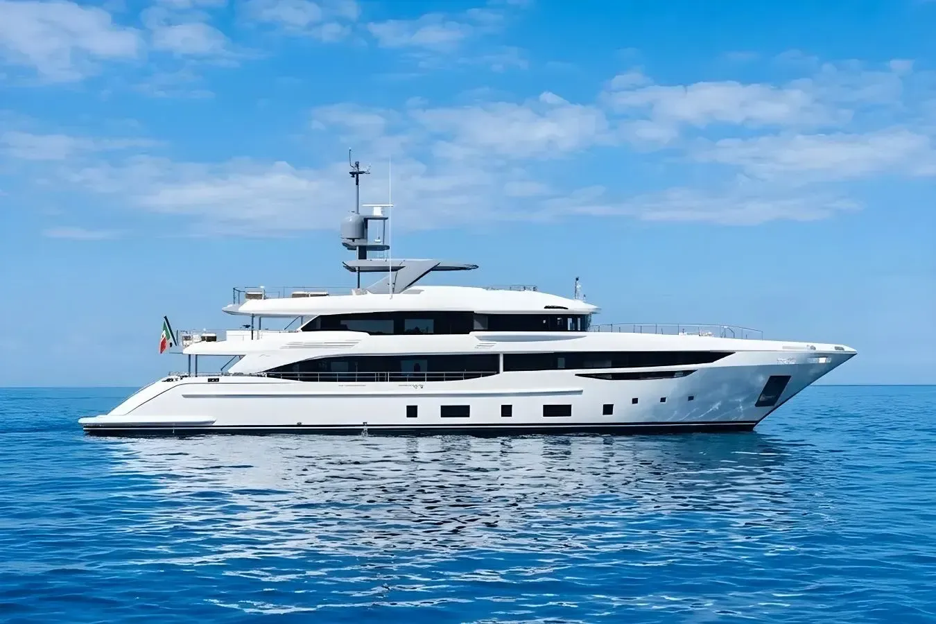 Sunrise yacht, a 144 ft Benetti luxury superyacht underway, 44.06 meters, built in 2023.