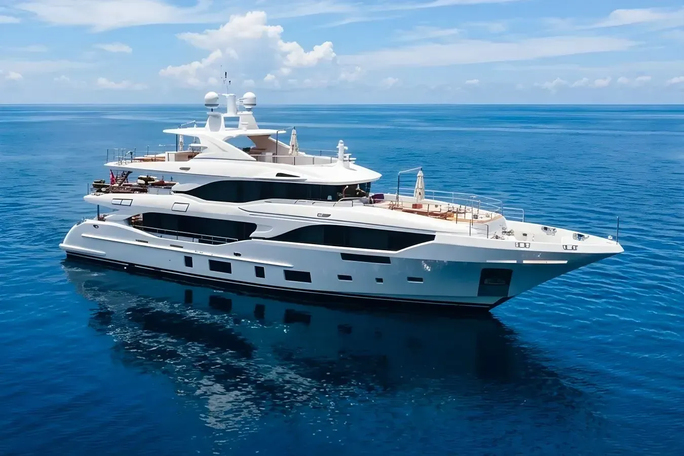 Sunrise yacht, a 115 ft Benetti Yachts luxury superyacht underway, 35.3 meters, built in 2021.