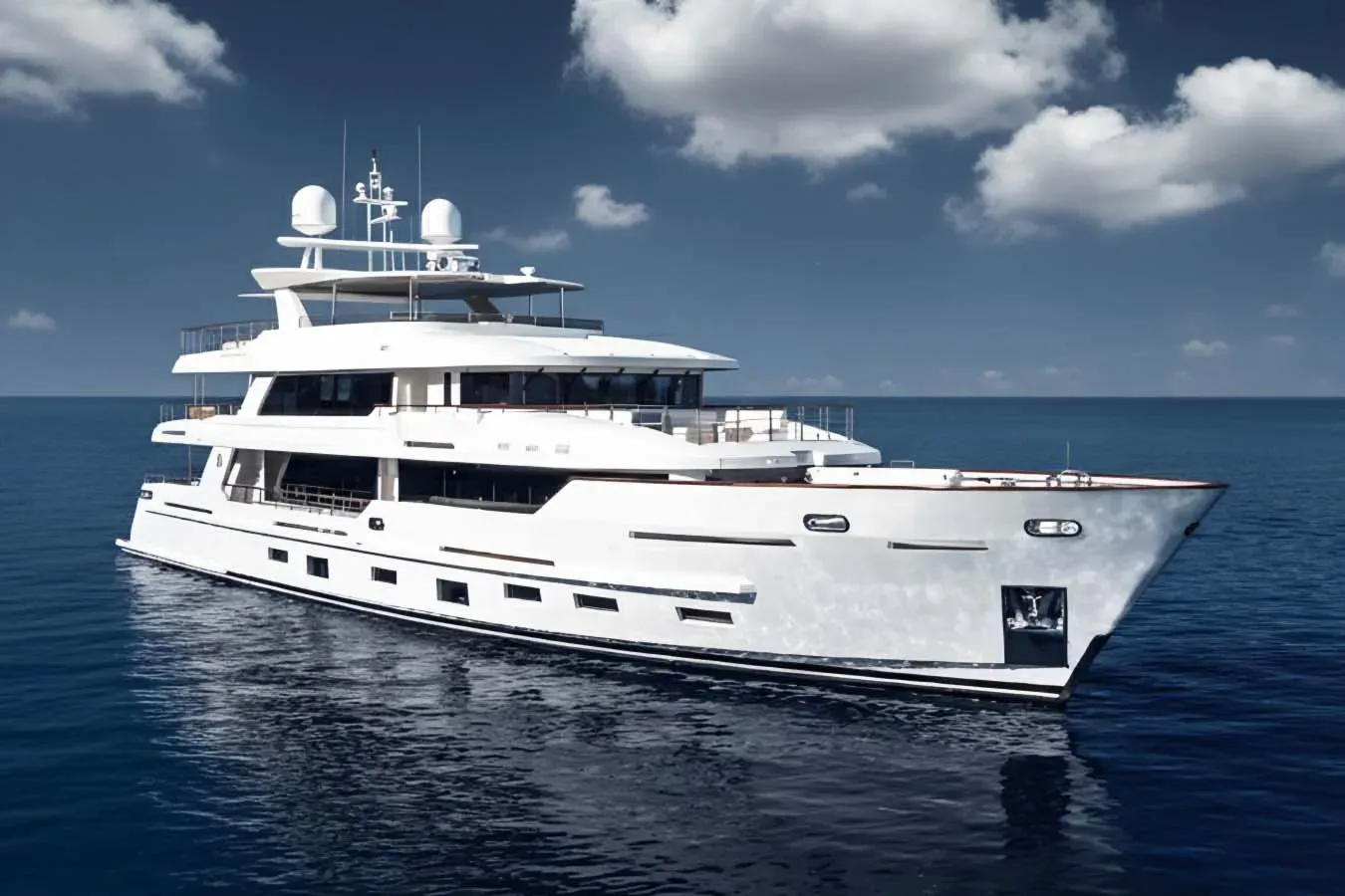 Sunrise yacht, a 141 ft Yildiz Shipyard luxury superyacht underway, 43 meters, built in 2019.