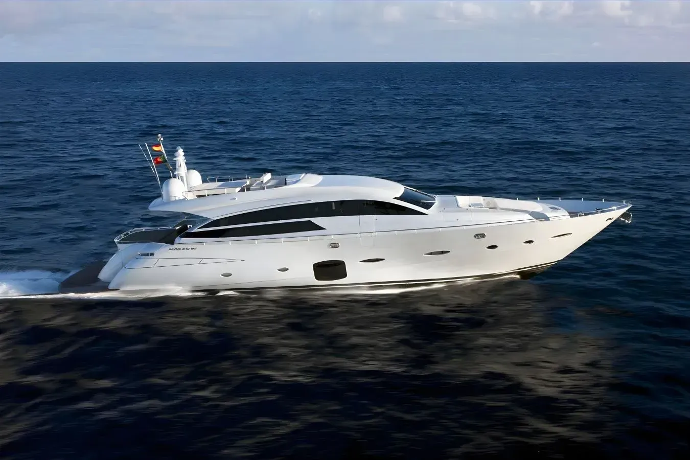 Super Veloce yacht, a 92 ft Pershing luxury superyacht underway, 28.04 meters, built in 2011.