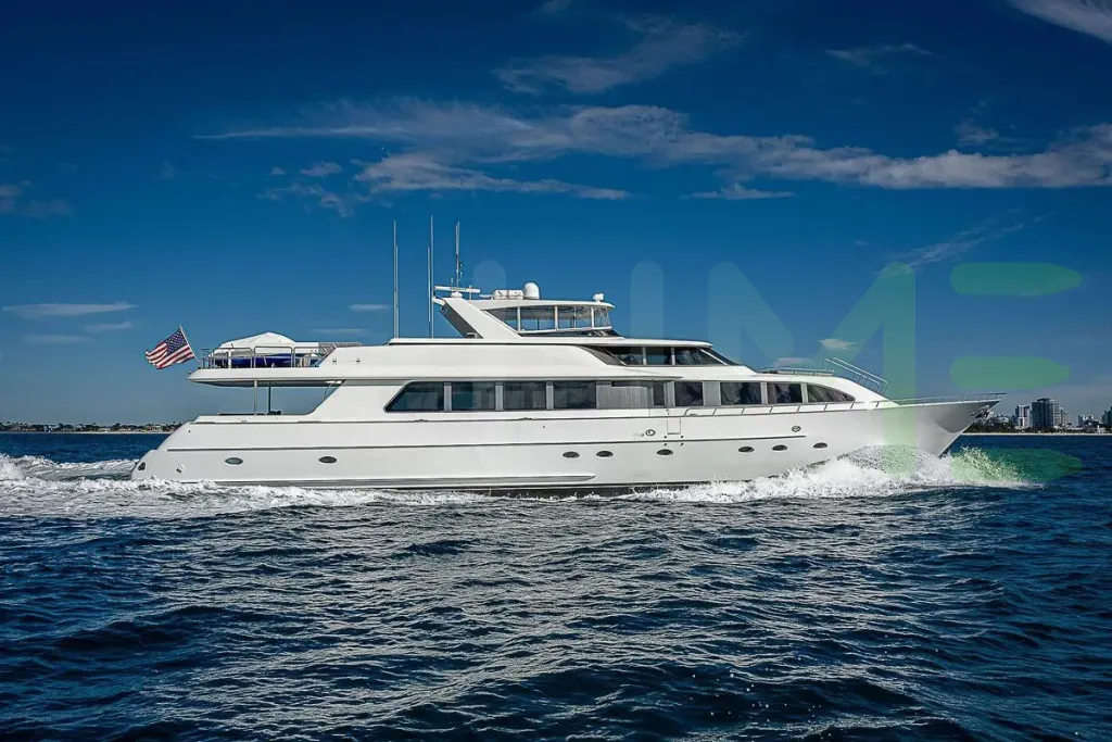 White Superstar yacht for sale and price, showing the details and features of the interior and exterior available for purchase from LIME Yachts and Brokerage located in Fort Lauderdale Florida.